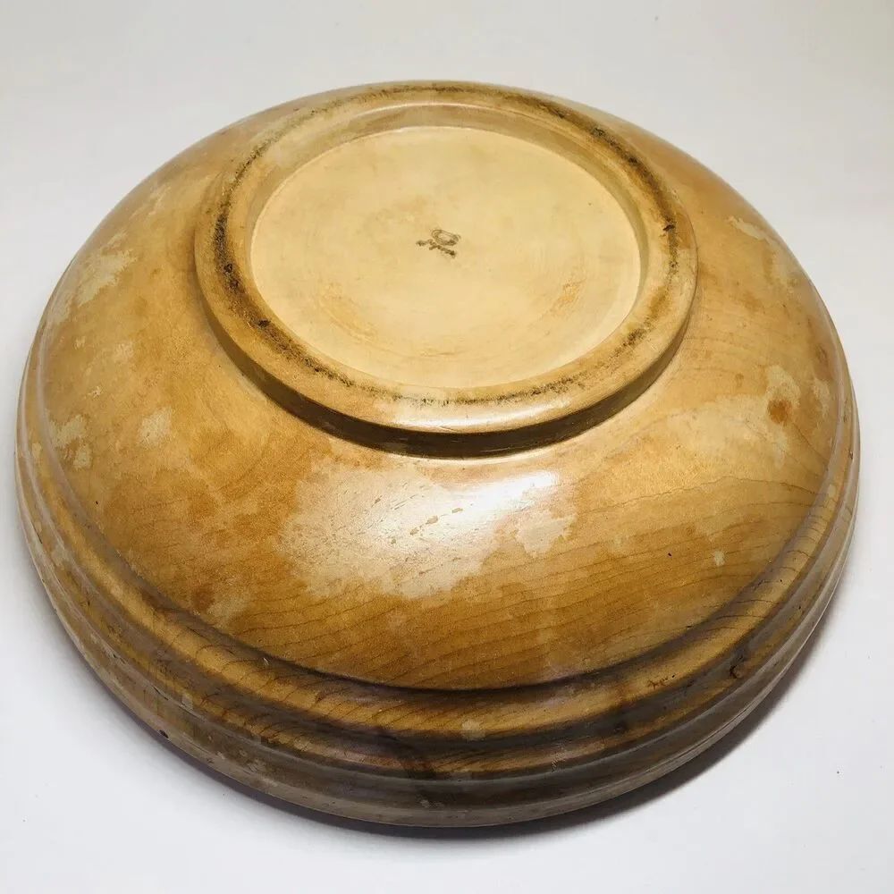 Antique Vintage Round Wooden Fruit / Salad / Dough Bowl, 11" Diameter